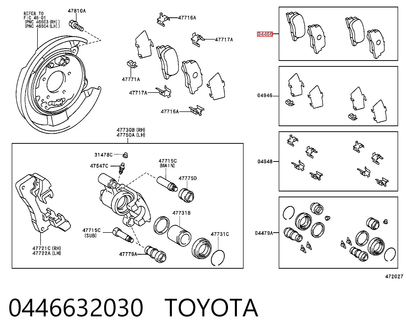 0446632030 Toyota Колодки гальмівні задні, дискові