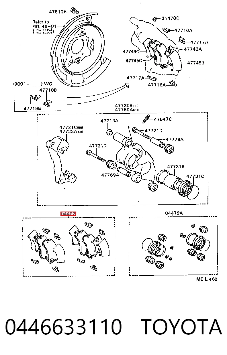 0446633110 Toyota Колодки гальмівні задні, дискові