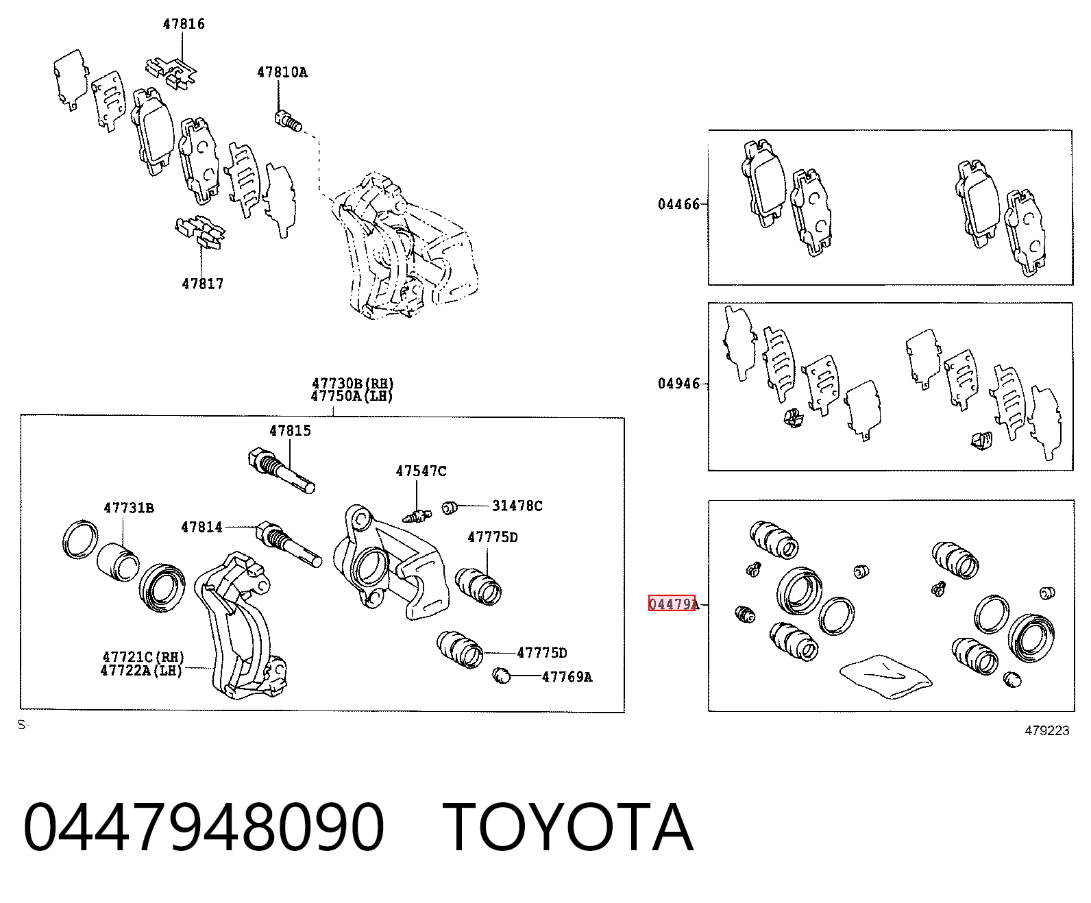 Ремкомплект супорту гальмівного заднього Lexus RX 330/350 позашляховик (U3) (2003 - 2008) ціна, від 26.49 USD