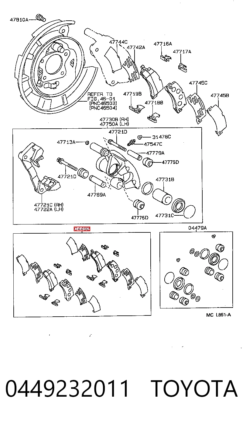 0449232011 Toyota Колодки гальмівні задні, дискові