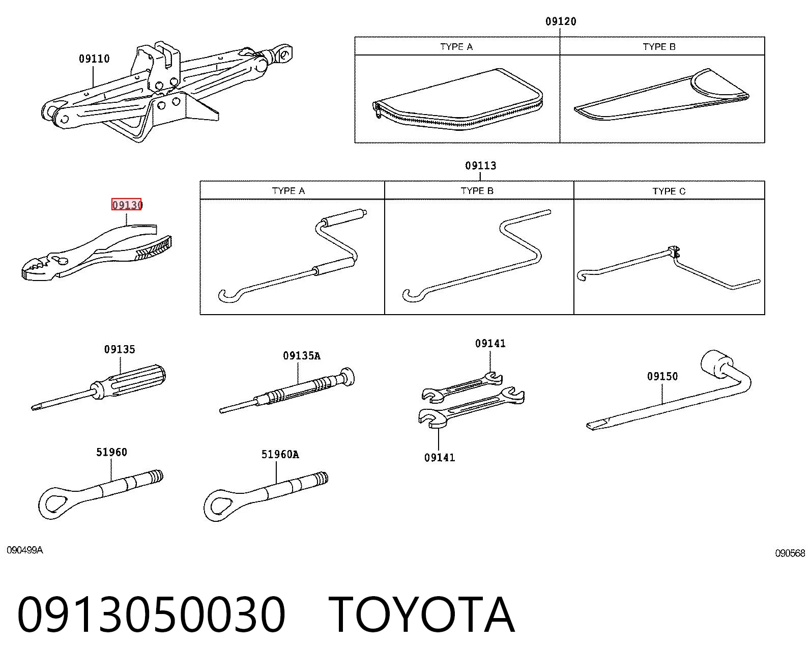 0913050030 Toyota Плоскогубці