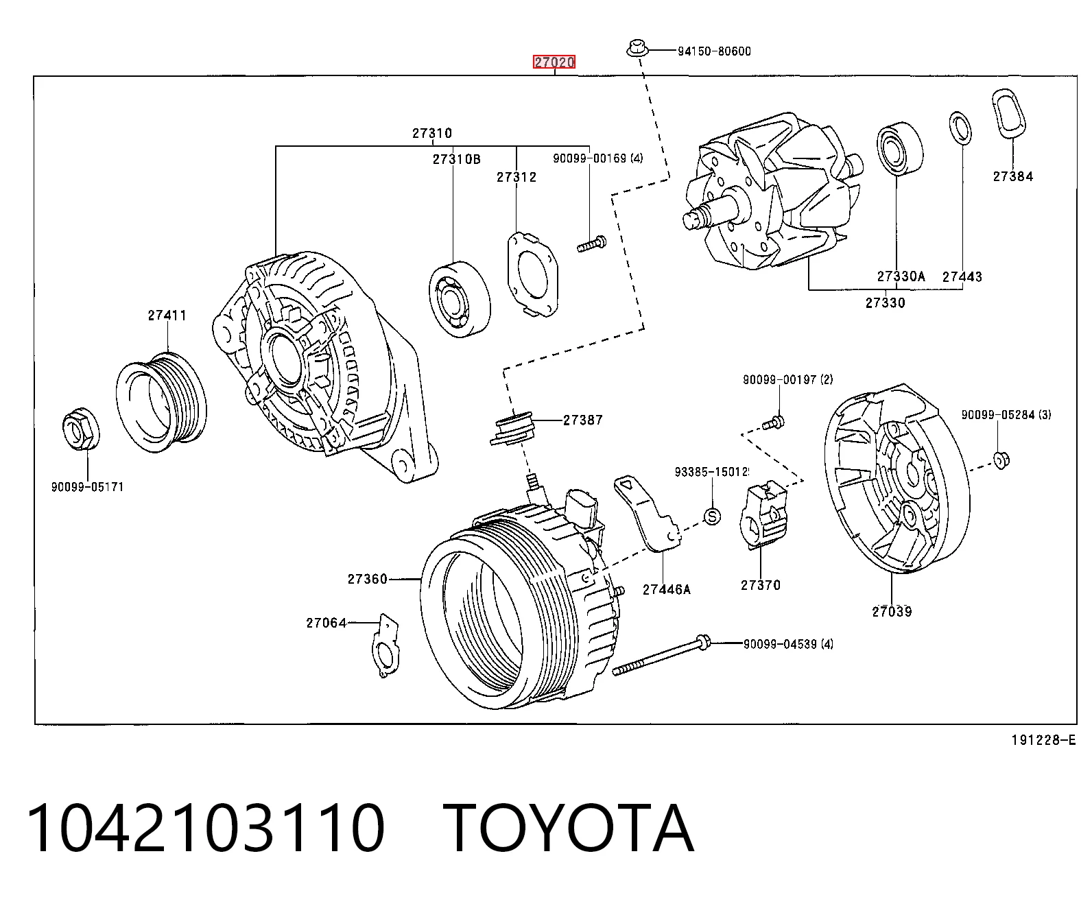 1042103110 Toyota Авто генератор
