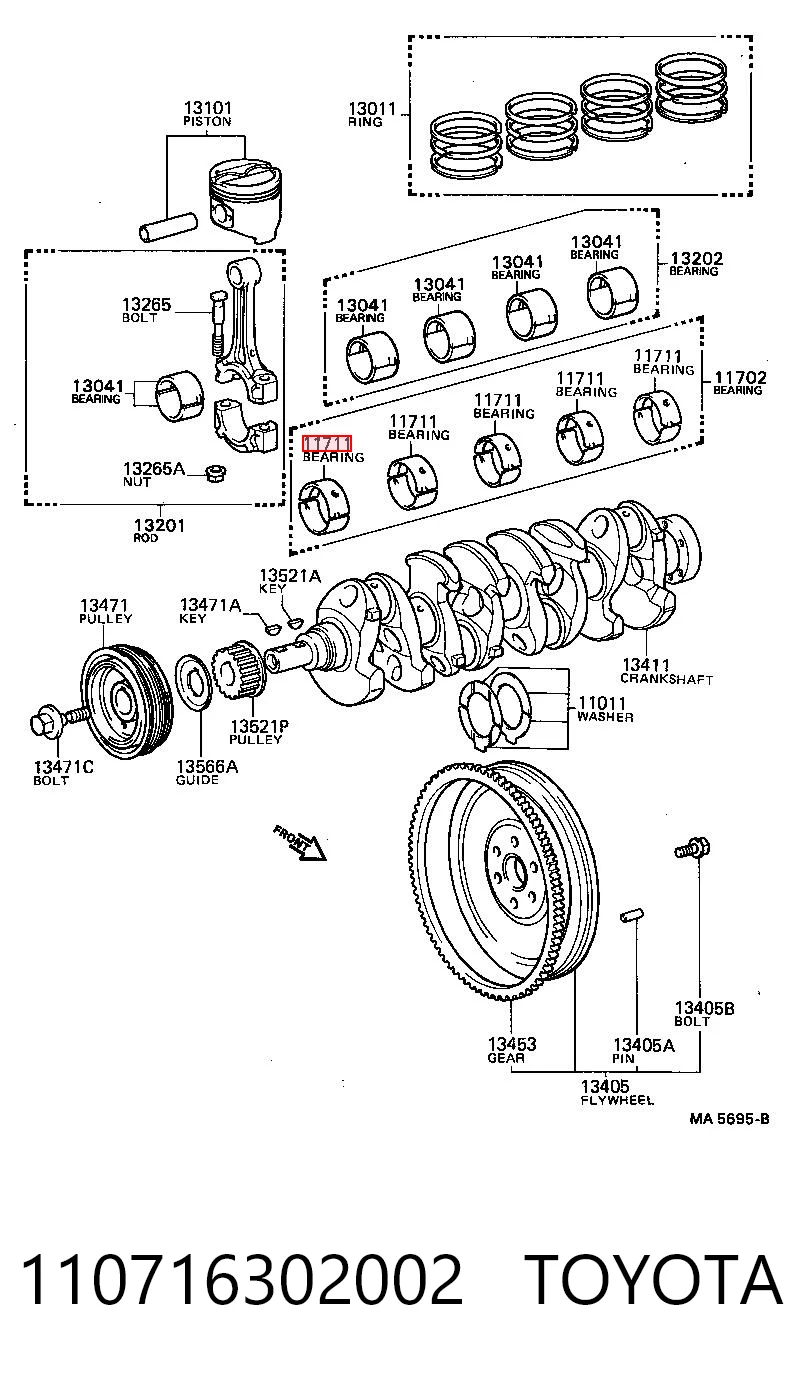 110716302002 Toyota Підшипник ковзання клонували