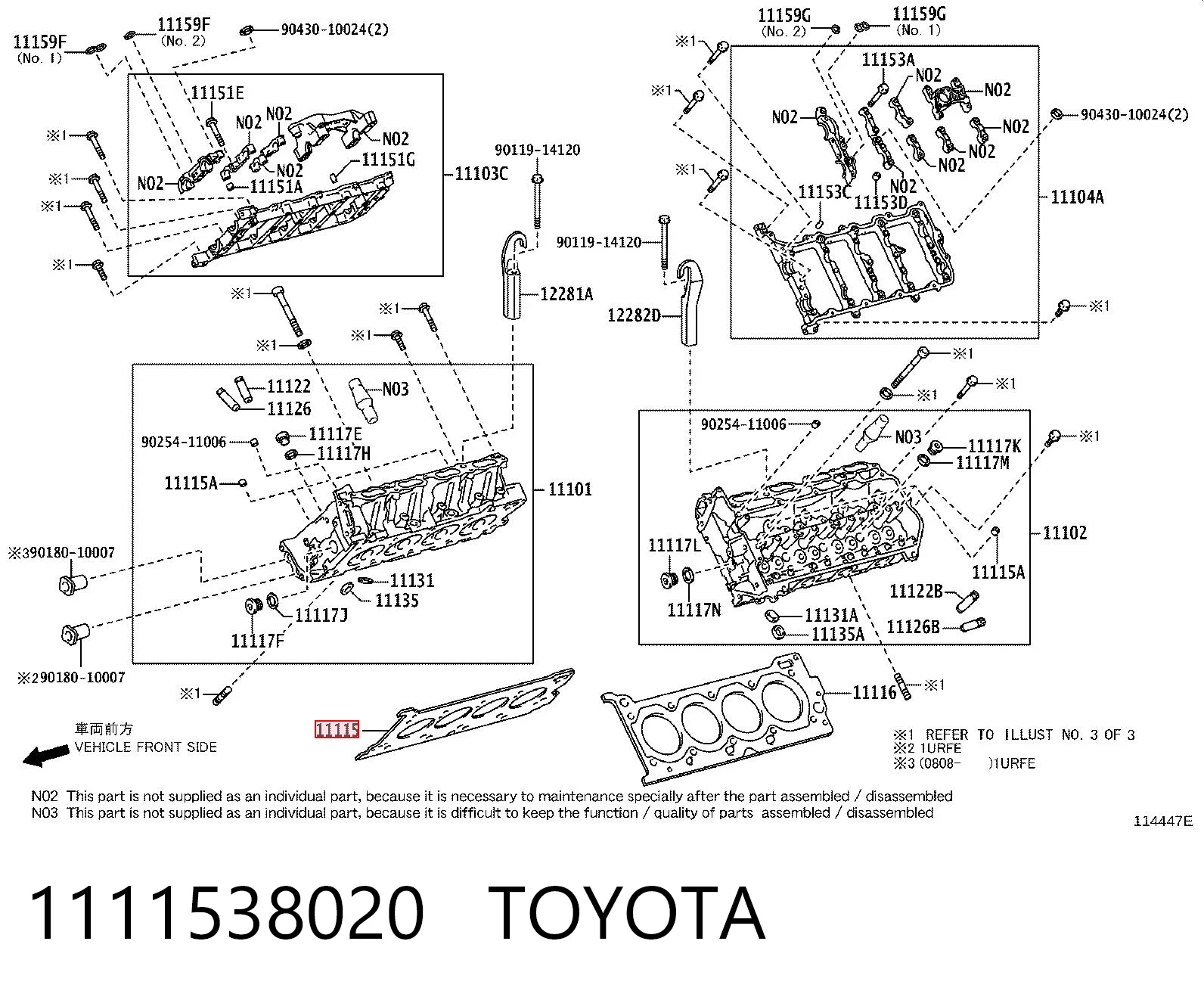 1111538020 Toyota Прокладка головки блоку циліндрів (ГБЦ), права