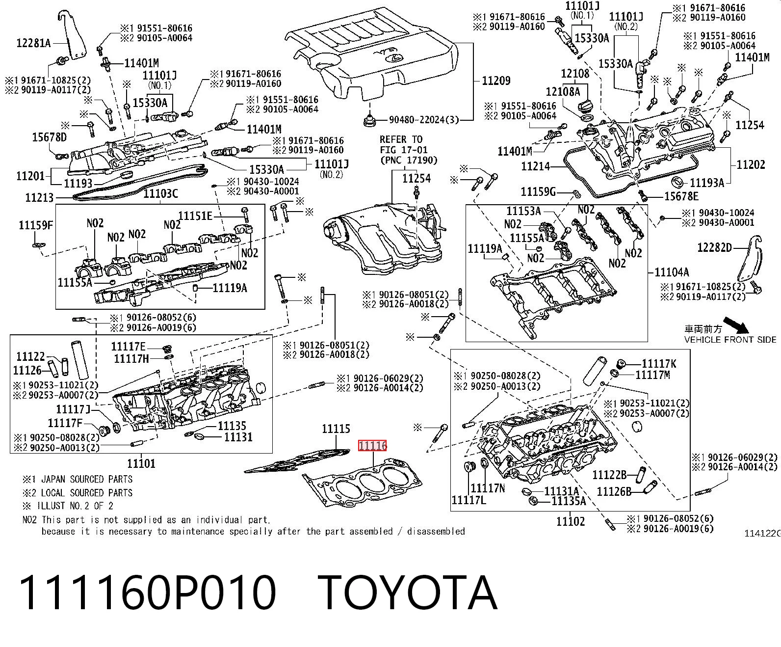 111160P010 Toyota Прокладка головки блоку циліндрів (ГБЦ), ліва