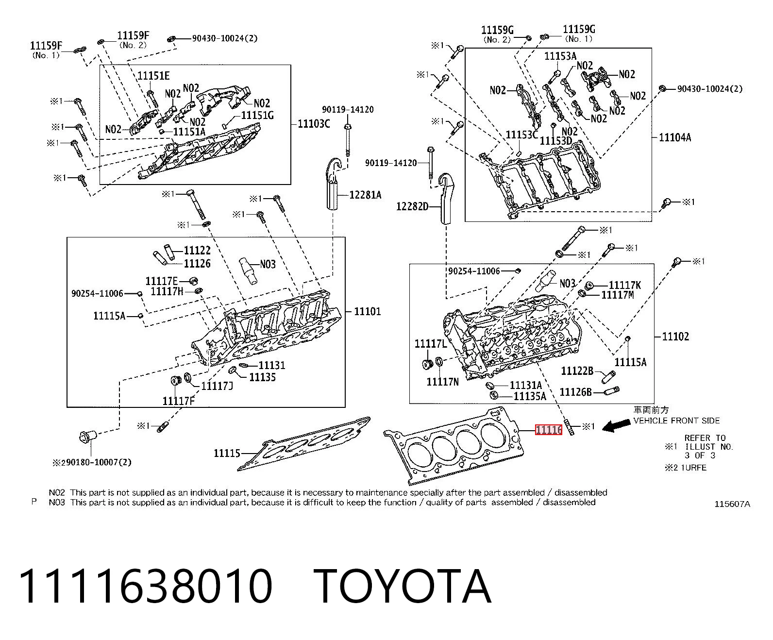 1111638010 Toyota Прокладка головки блоку циліндрів (ГБЦ), ліва