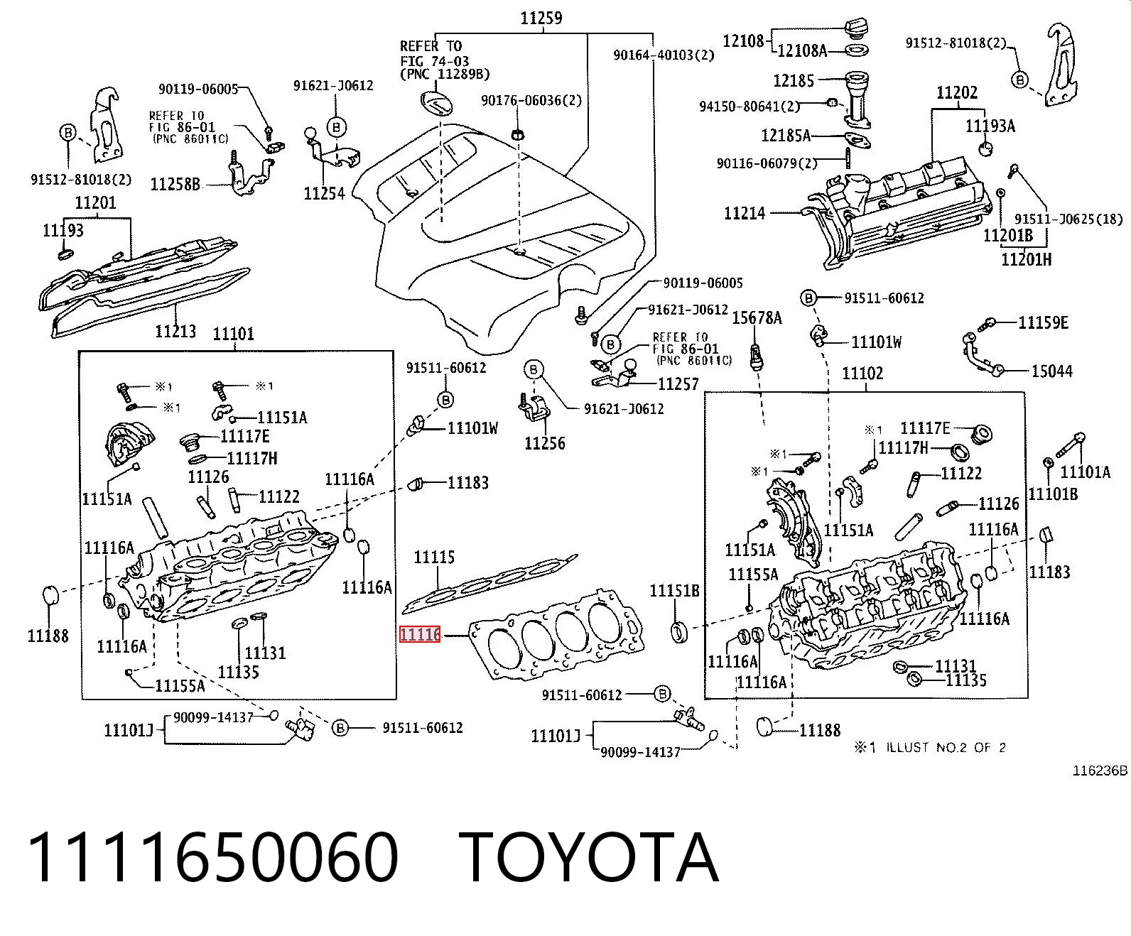 1111650060 Toyota Прокладка головки блоку циліндрів (ГБЦ), ліва