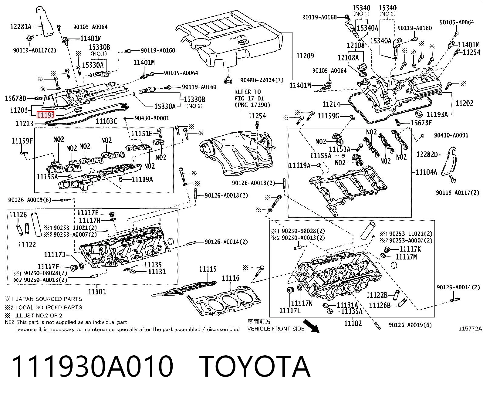 111930A010 Toyota Прокладка клапанної кришки двигуна, кільце