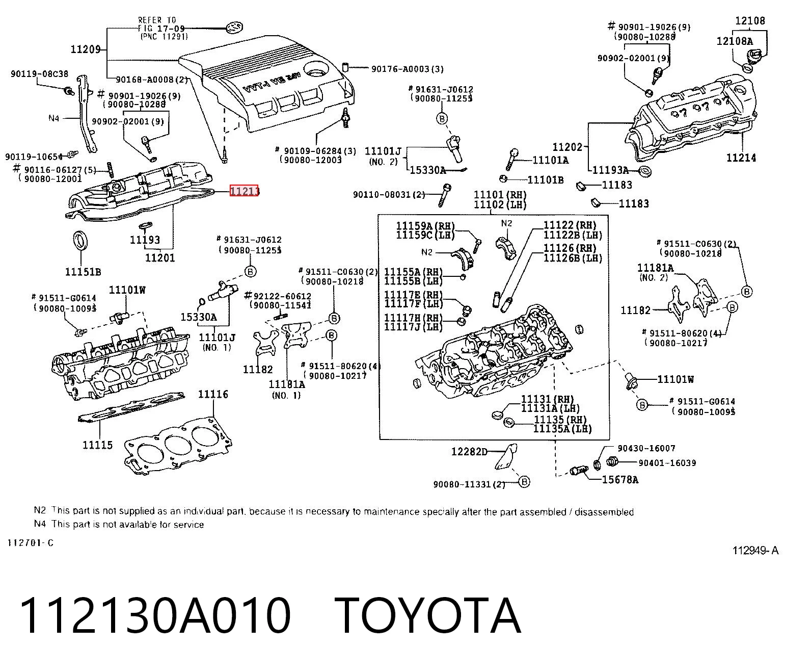 112130A010 Toyota Прокладка клапанної кришки, права
