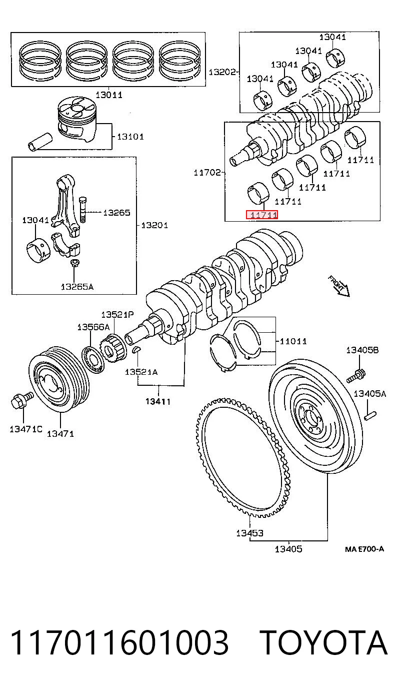 117011601003 Toyota Підшипник ковзання клонували