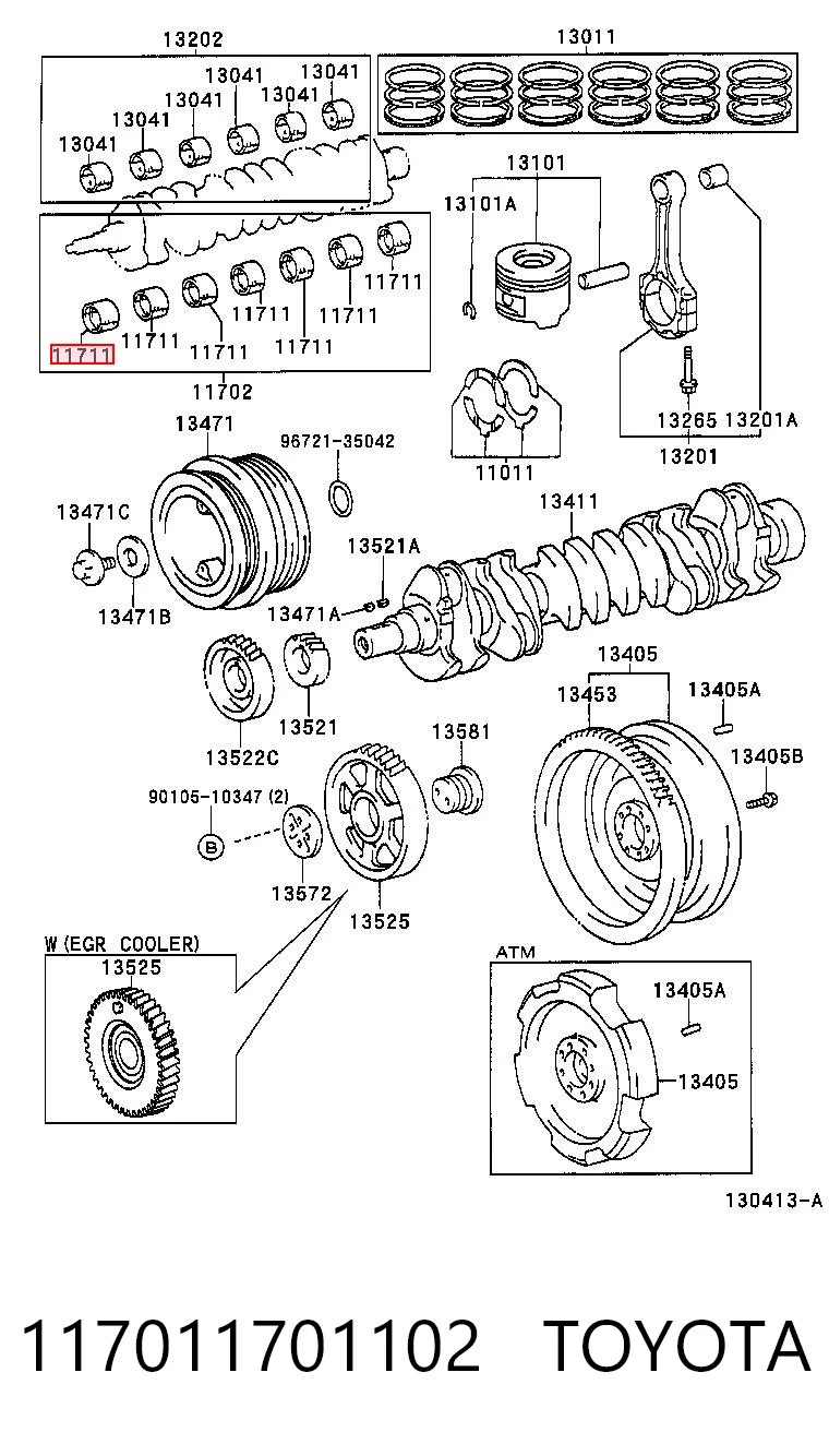 117011701102 Toyota Підшипник ковзання клонували