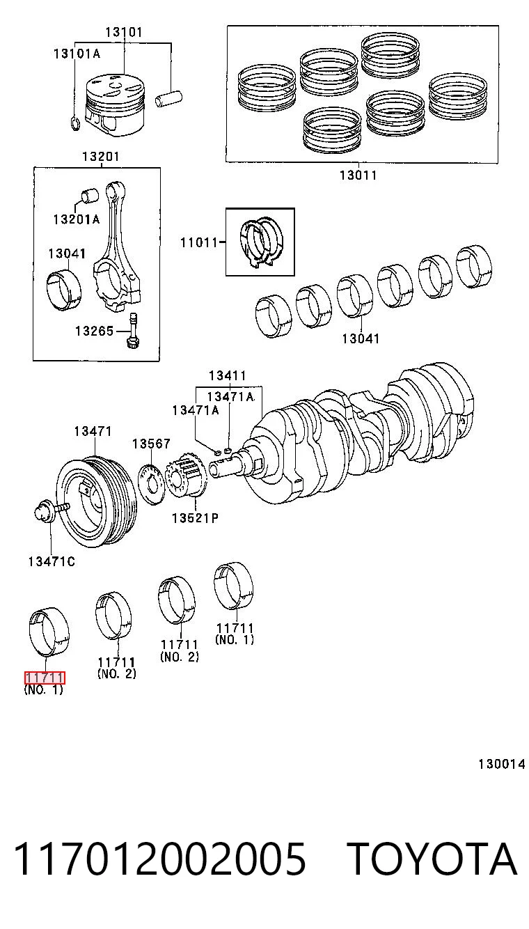 117012002005 Toyota Підшипник ковзання клонували