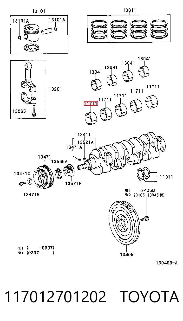 117012701202 Toyota Підшипник ковзання клонували