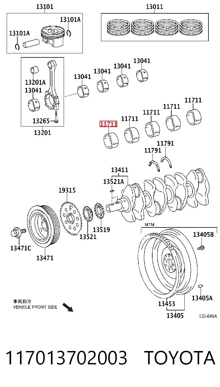 117013702003 Toyota Підшипник ковзання клонували