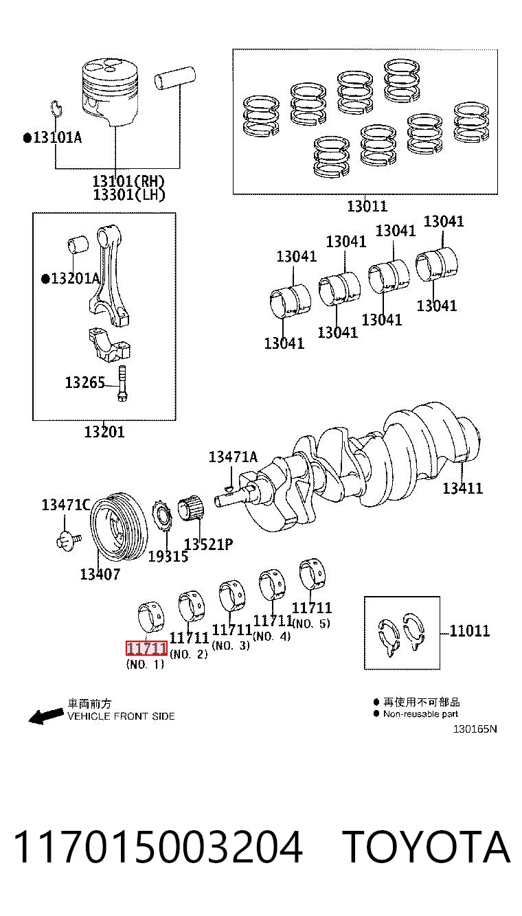 117015003204 Toyota Вкладиші колінвала, корінні, комплект, стандарт (STD)
