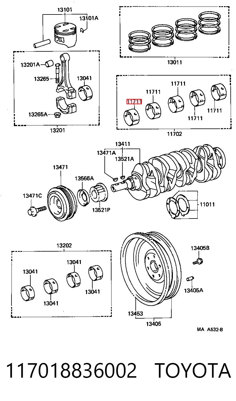 117018836002 Toyota Підшипник ковзання клонували