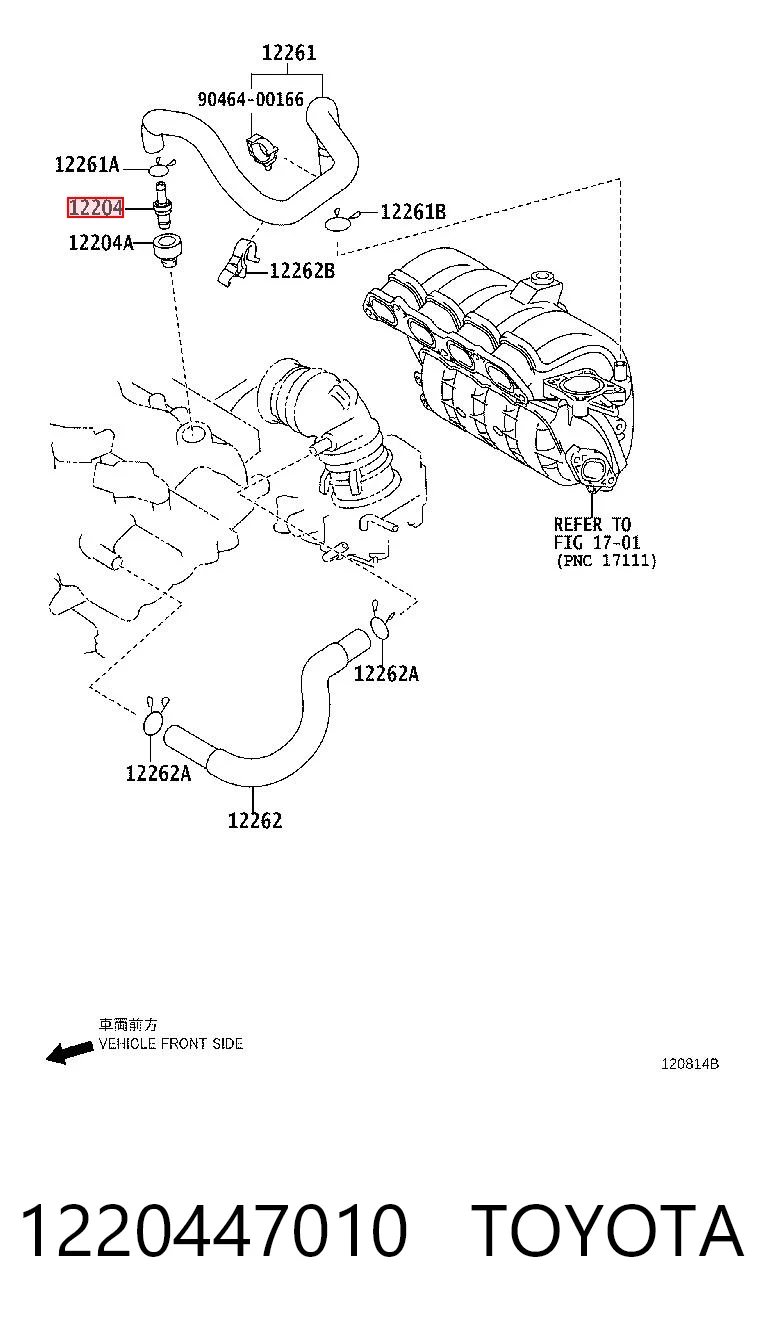 1220447010 Toyota Клапан PCV (вентиляції картерних газів)