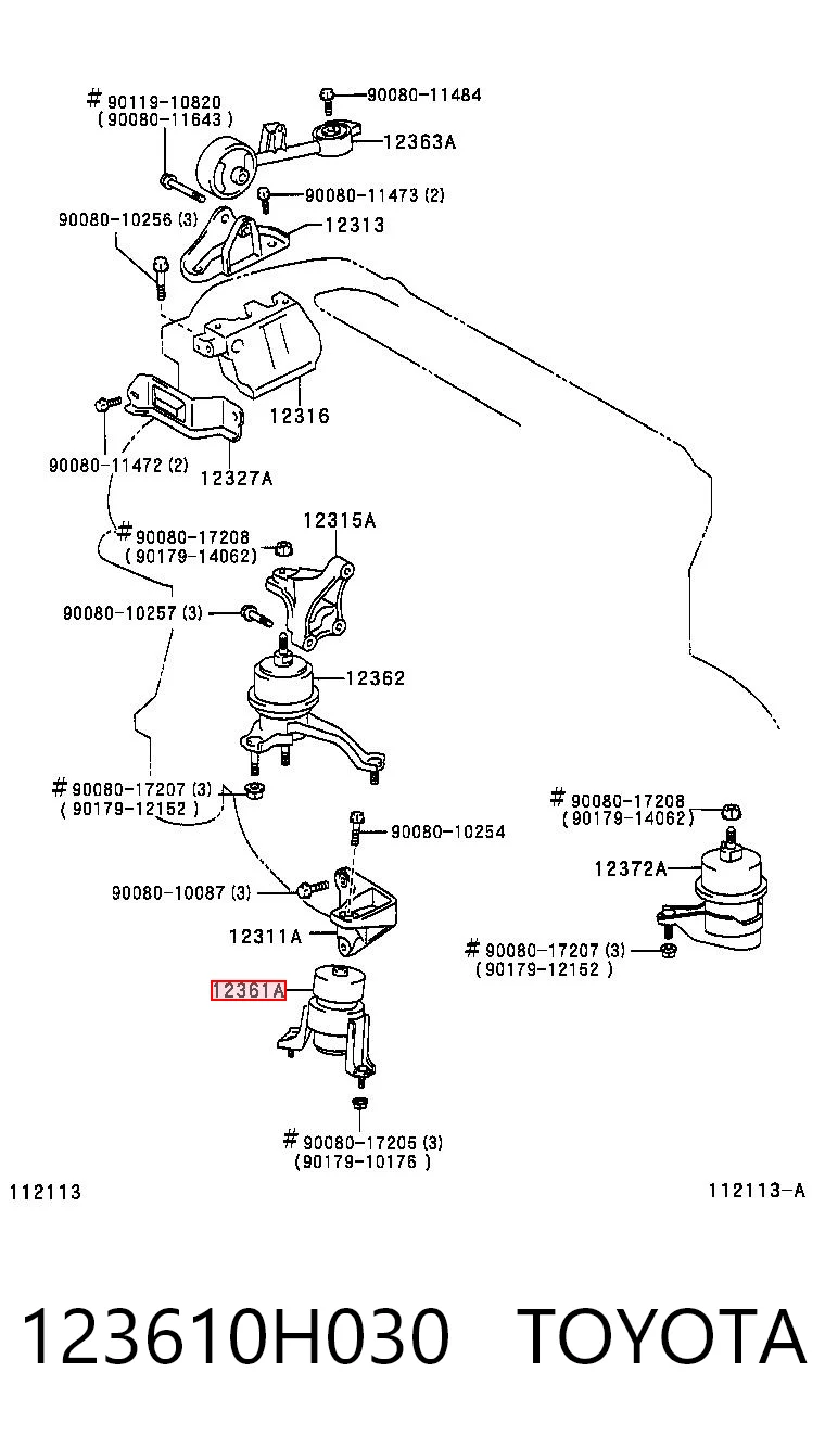 123610H030 Toyota Подушка передньої опори двигуна