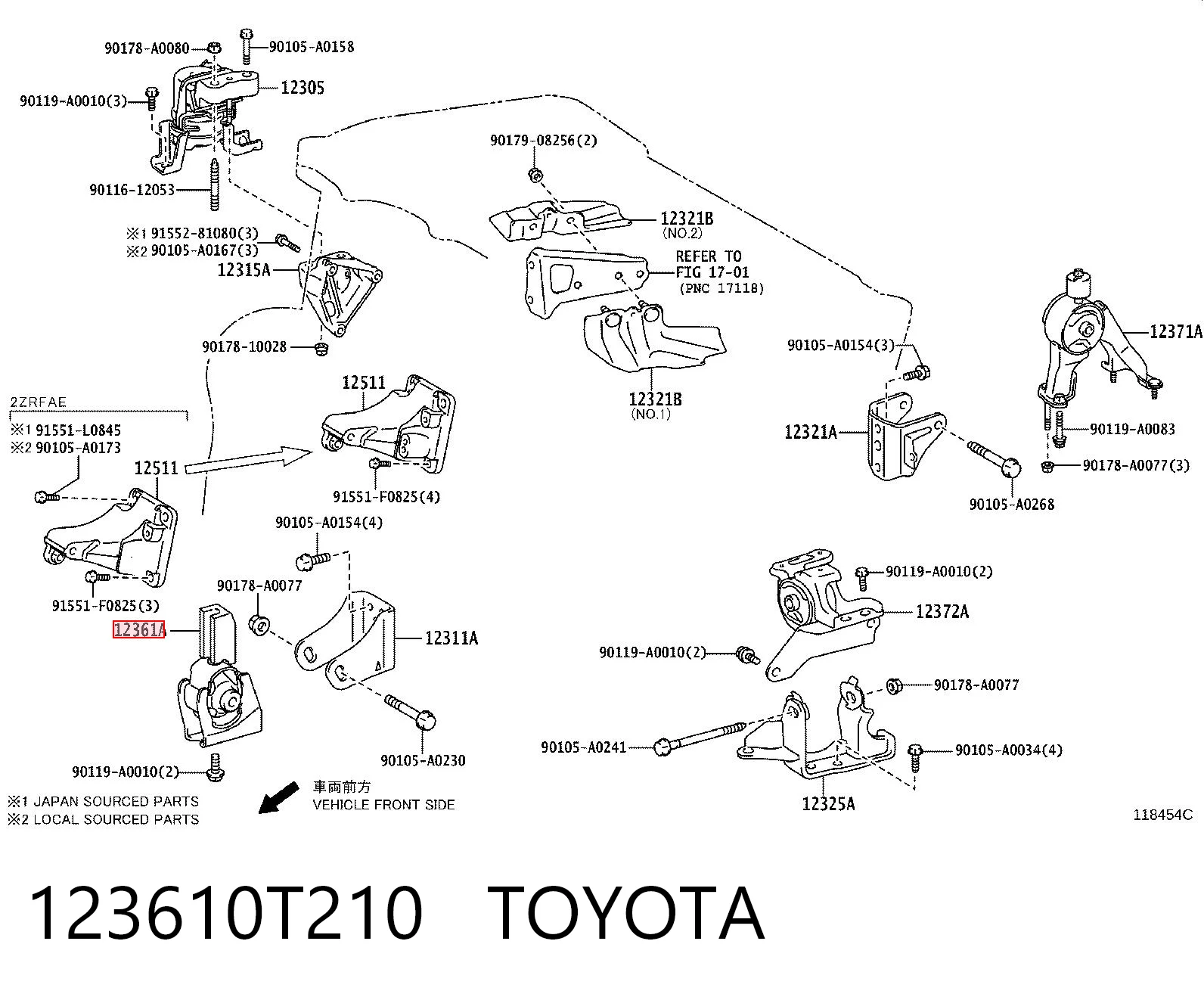 123610T210 Toyota Подушка передньої опори двигуна