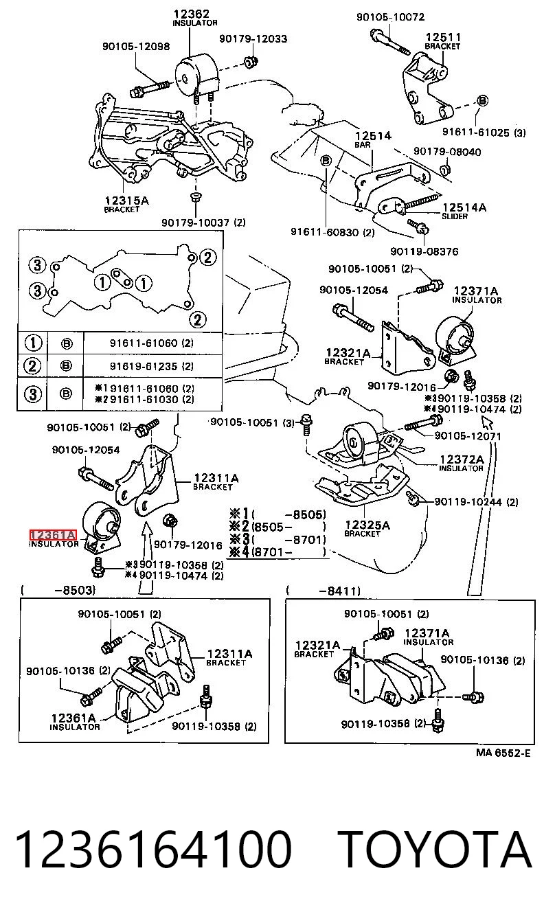 Подушка (опора) двигуна, передня Toyota Corolla ліфтбек (E8) (1983 - 1988) ціна, від 14.81 USD