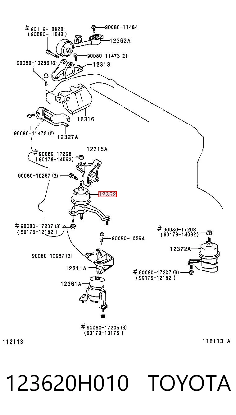 123620H010 Toyota Права подушка мотора