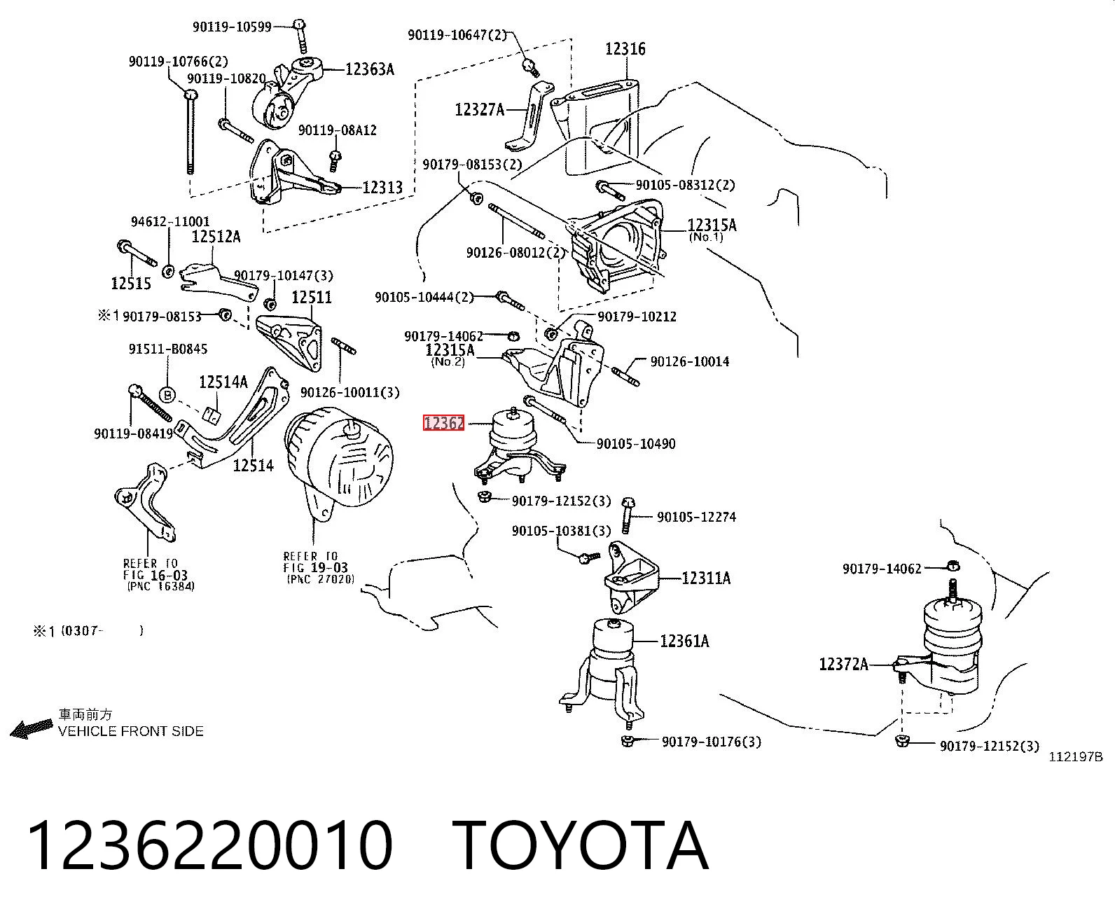 Подушка (опора) двигуна, права передня SAT ST1236220010 ціна, від 40.64 USD
