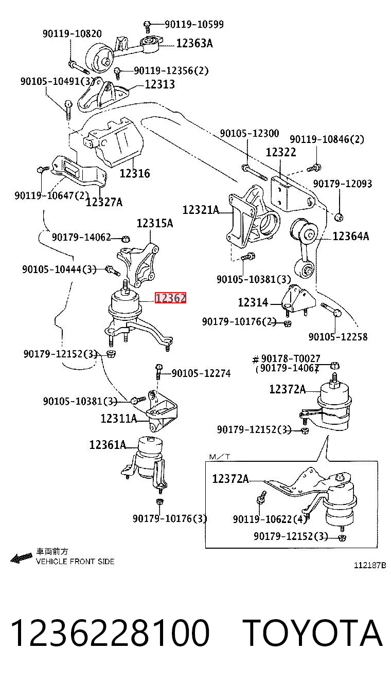 1236228100 Toyota Права подушка мотора