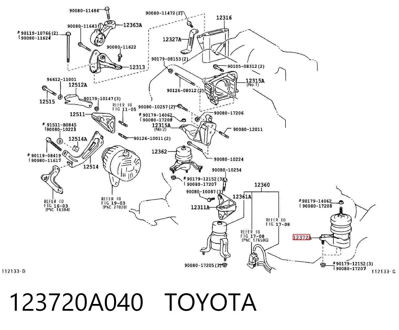 123720A040 Toyota Ліва опора двигуна