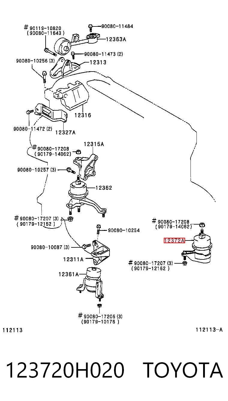 123720H020 Toyota Ліва опора двигуна