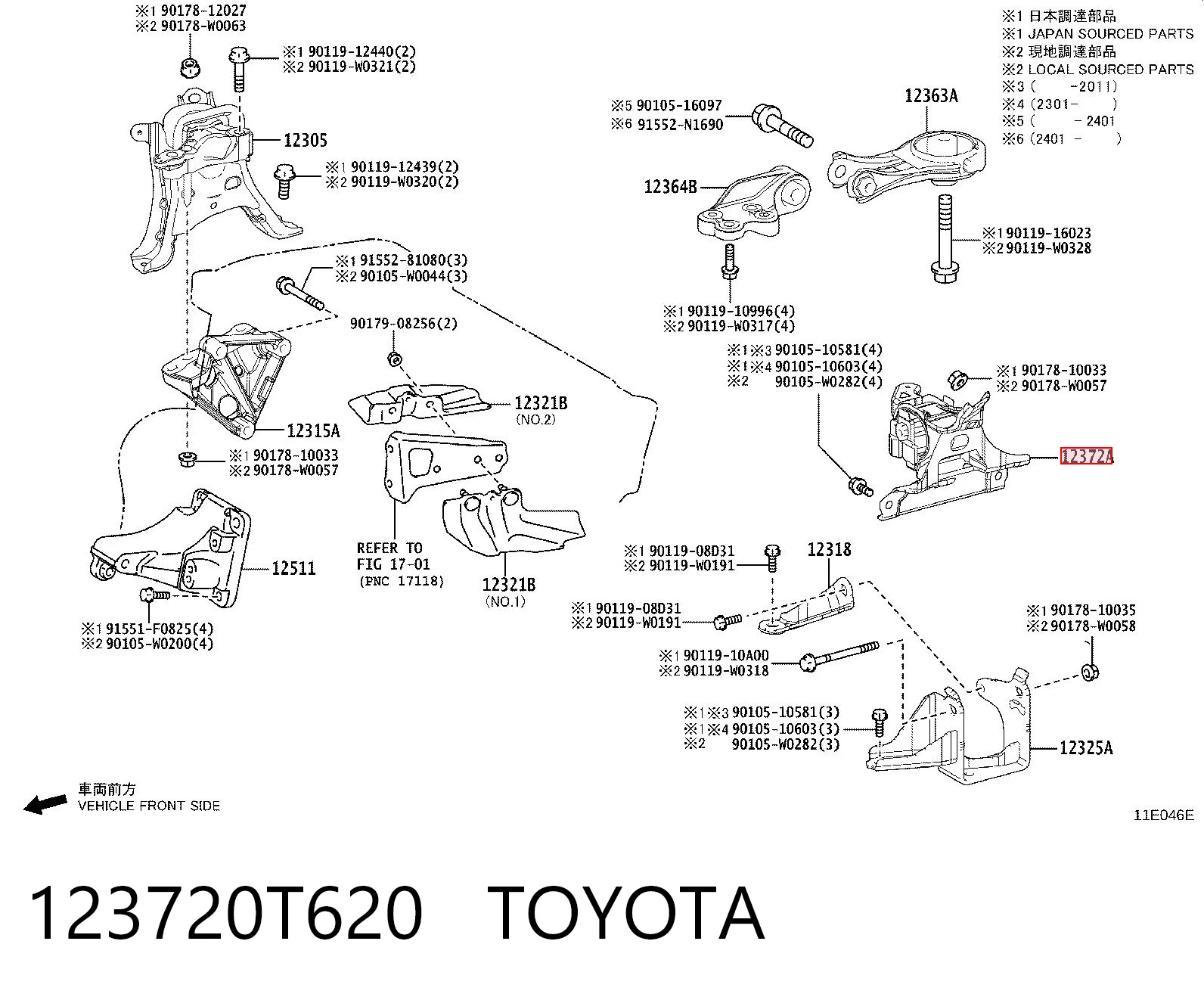 123720T620 Toyota Ліва опора двигуна