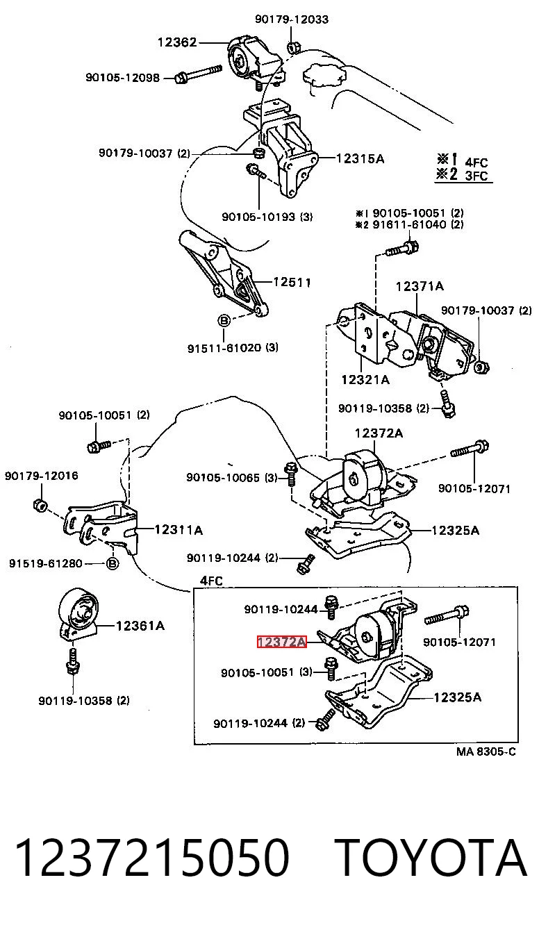 1237215050 Toyota Ліва опора двигуна