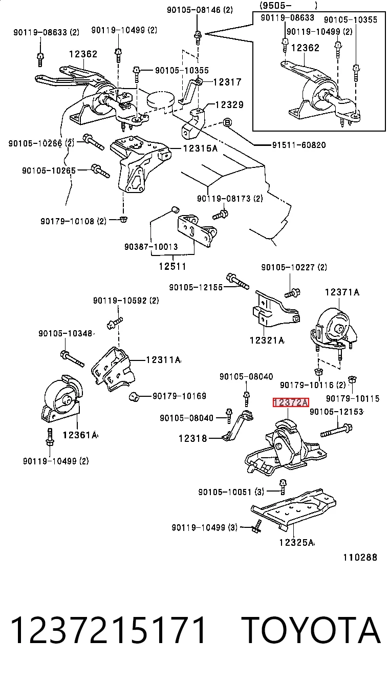 1237215171 Toyota Ліва опора двигуна
