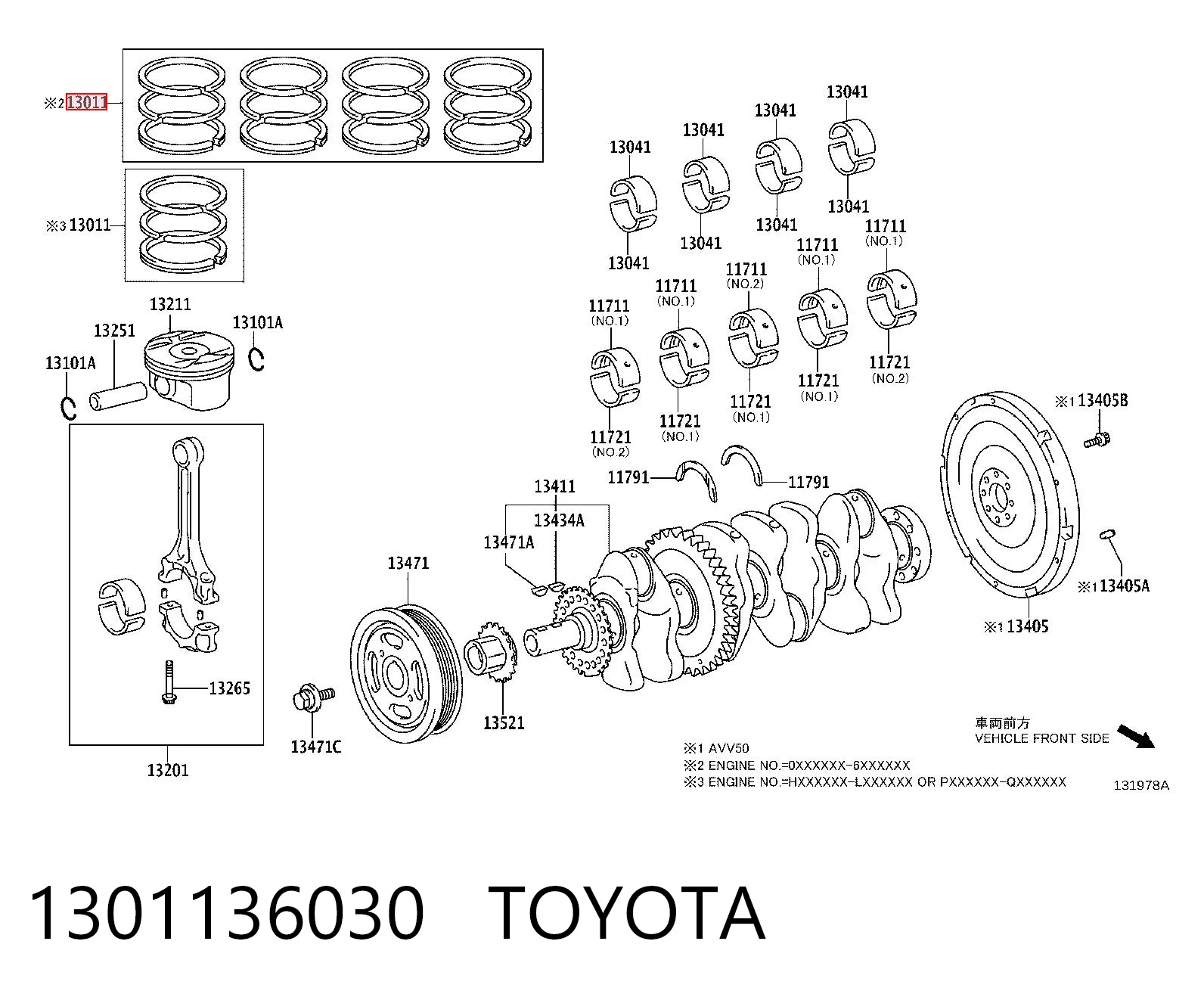 1301136030 Toyota Кільця поршневі комплект на мотор, 1-й ремонт (+0,25)