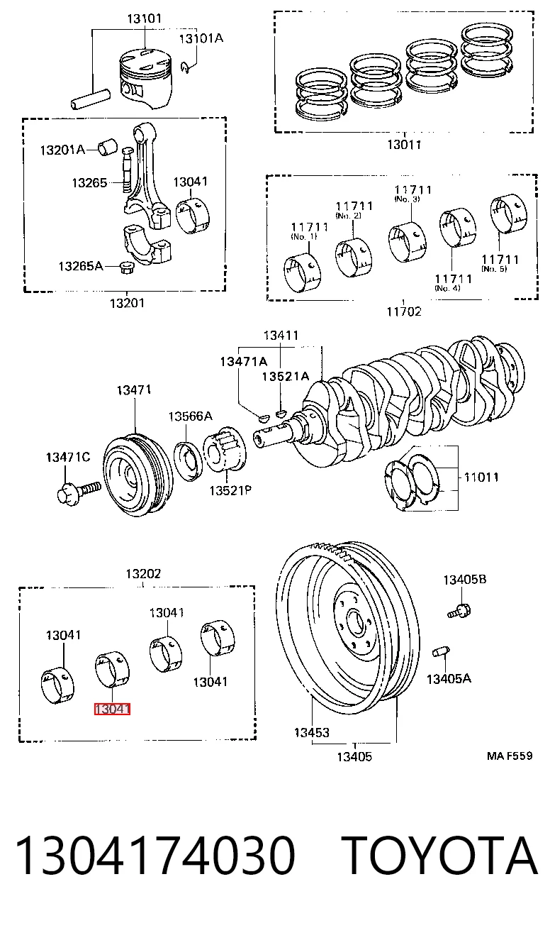 1304174030 Toyota Підшипник шатуна