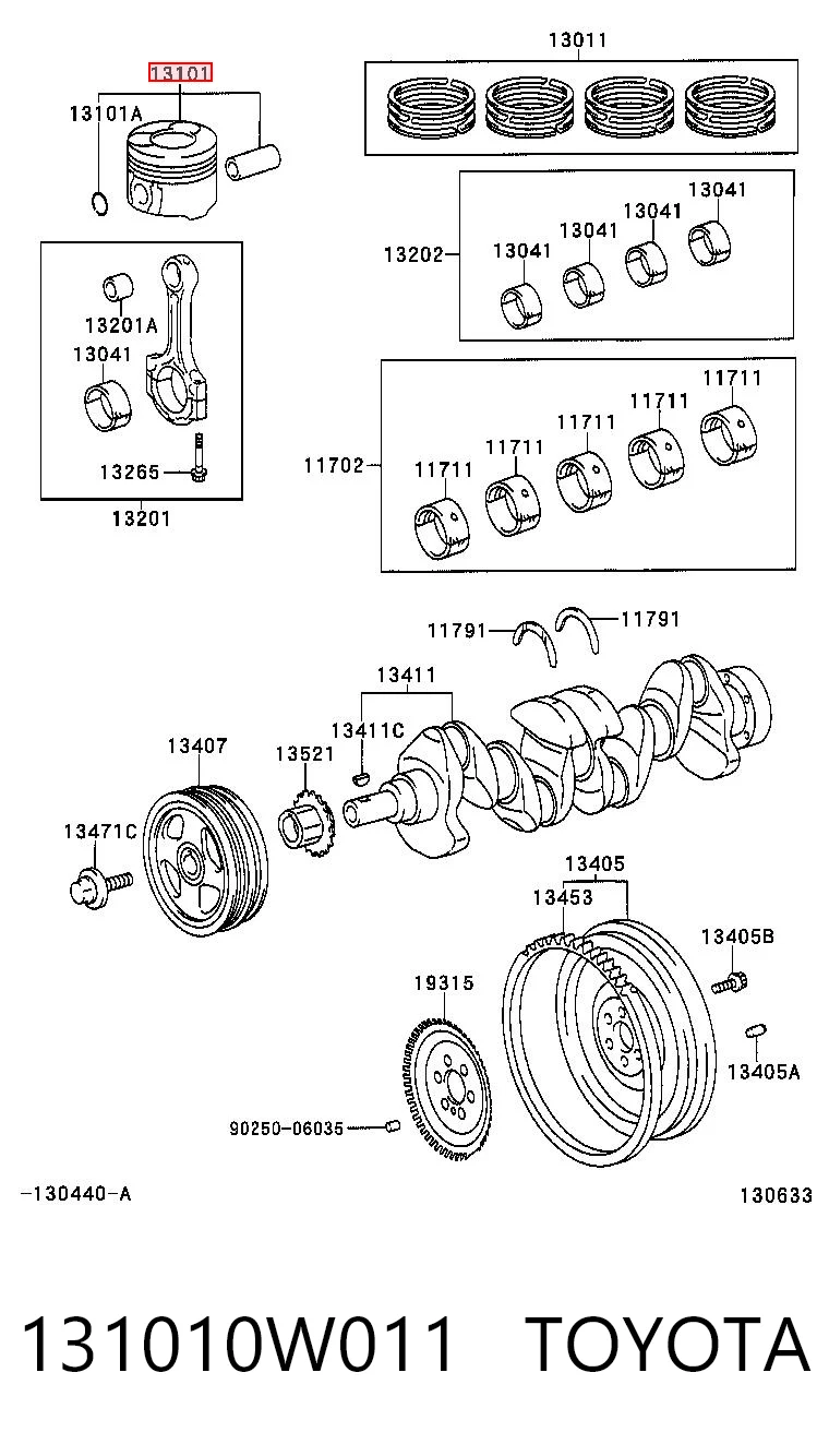 131010W011 Toyota Поршень без кілець