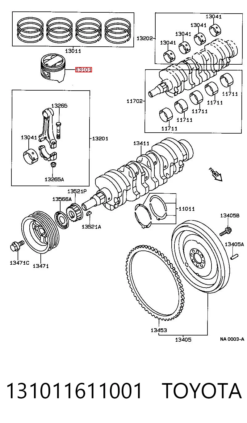 131011611001 Toyota Поршня на 1 циліндр, STD