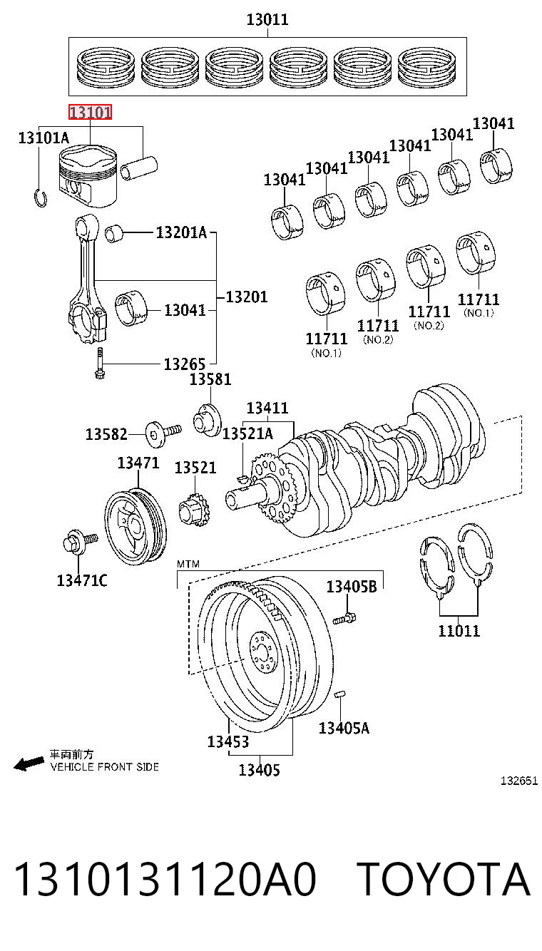 1310131120A0 Toyota Поршень (комплект на мотор), STD