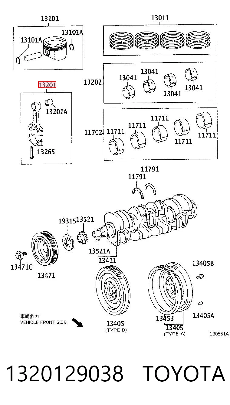 1320129038 Toyota Шатун двигуна