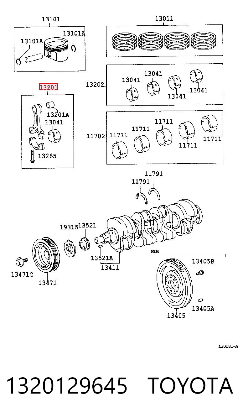 1320129645 Toyota Шатун двигуна