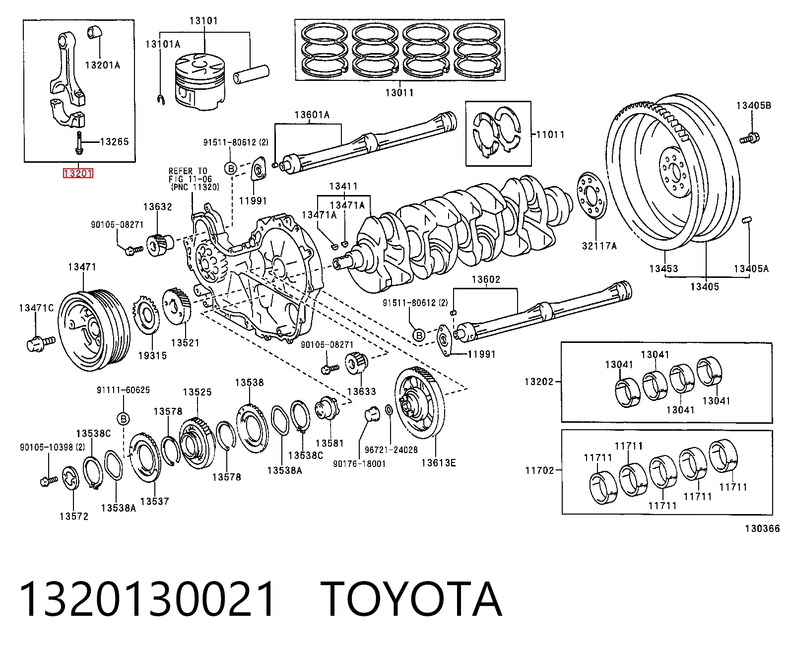1320130021 Toyota Шатун двигуна