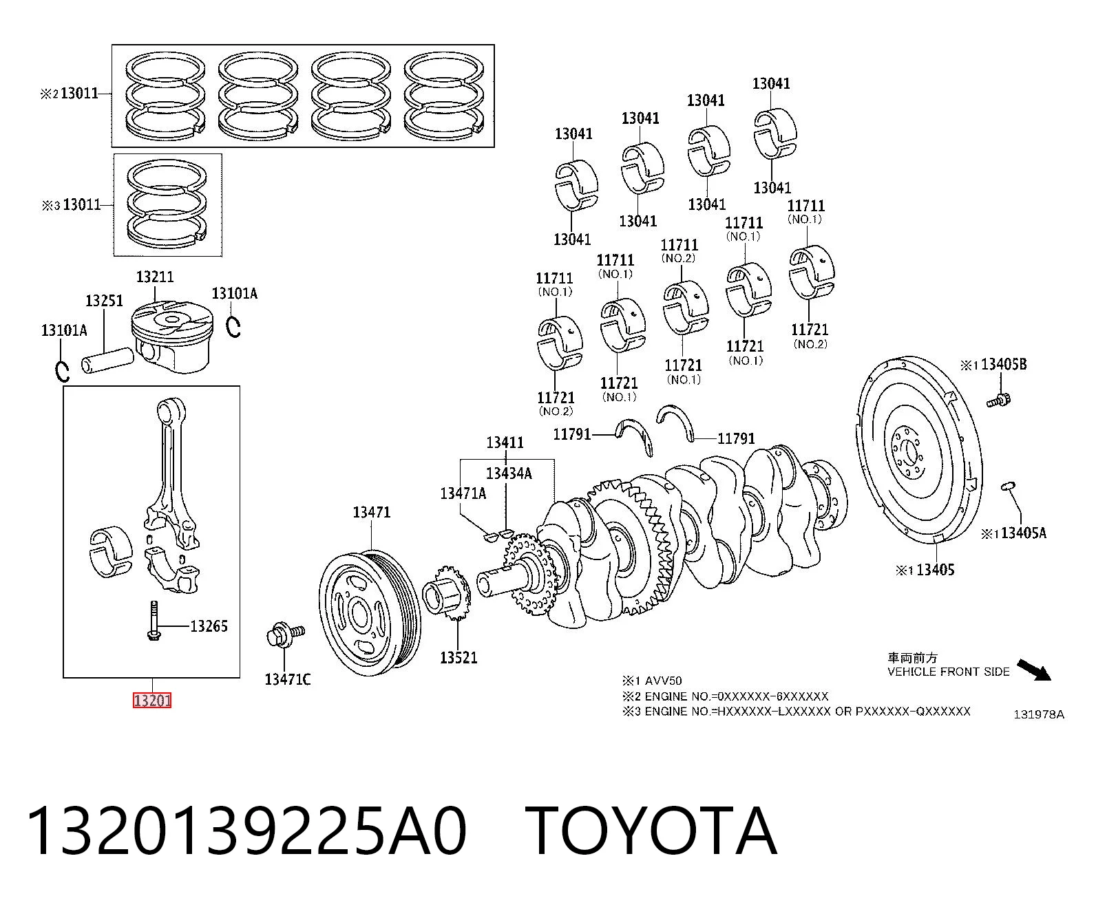 1320139225A0 Toyota Шатун поршня ДВЗ