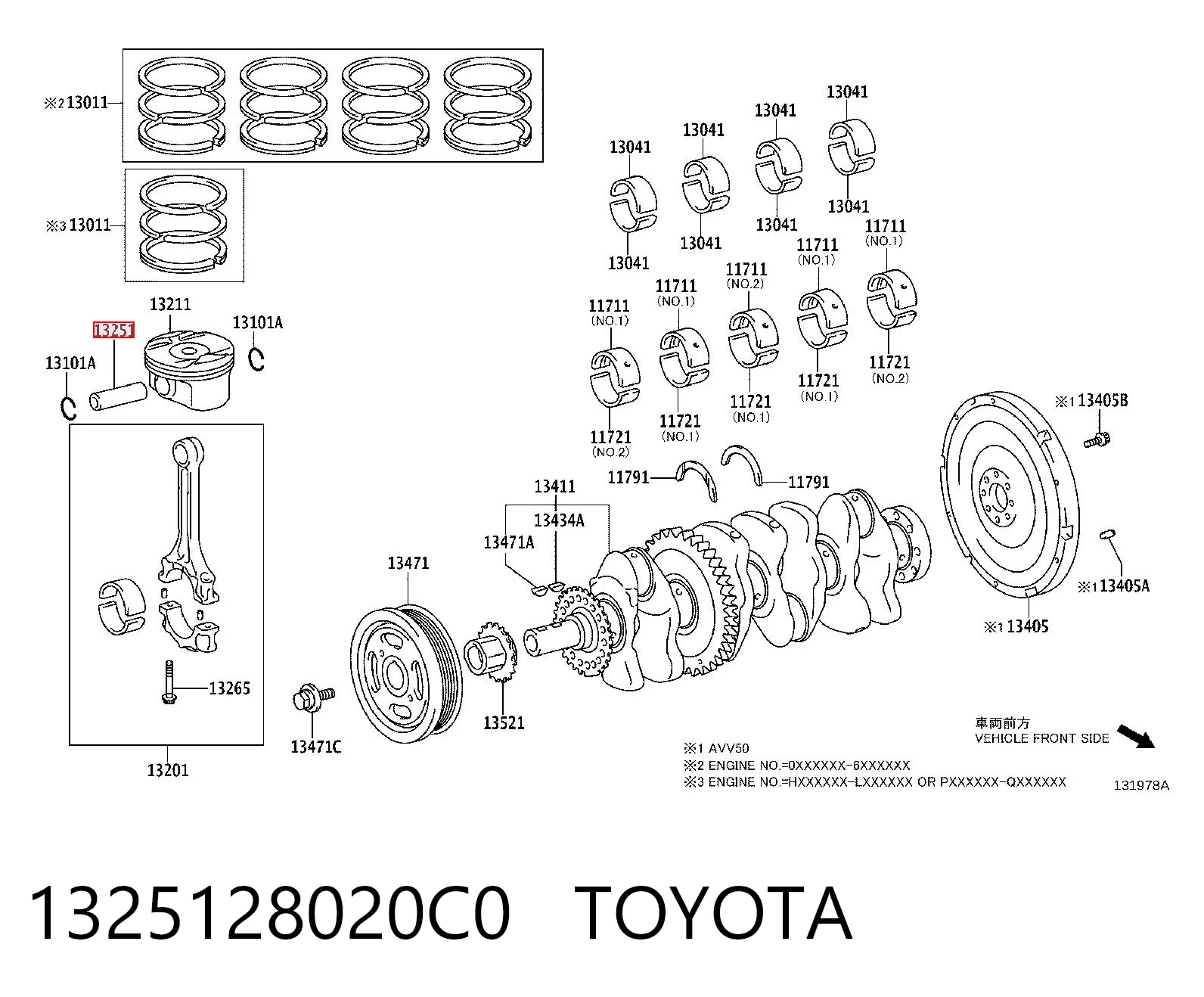 1325128020C0 Toyota Палець поршня двигуна