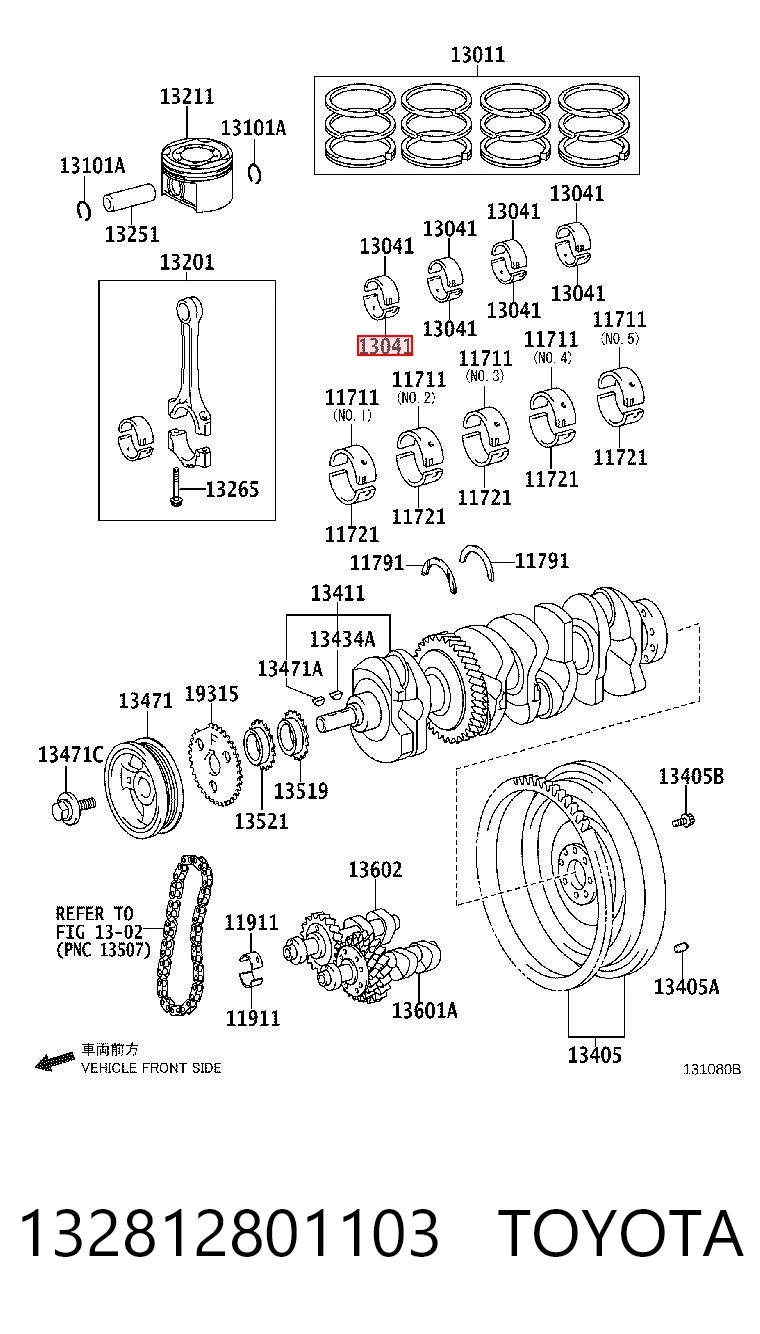 132812801103 Toyota Комплект підшипників ковзання коленвалу