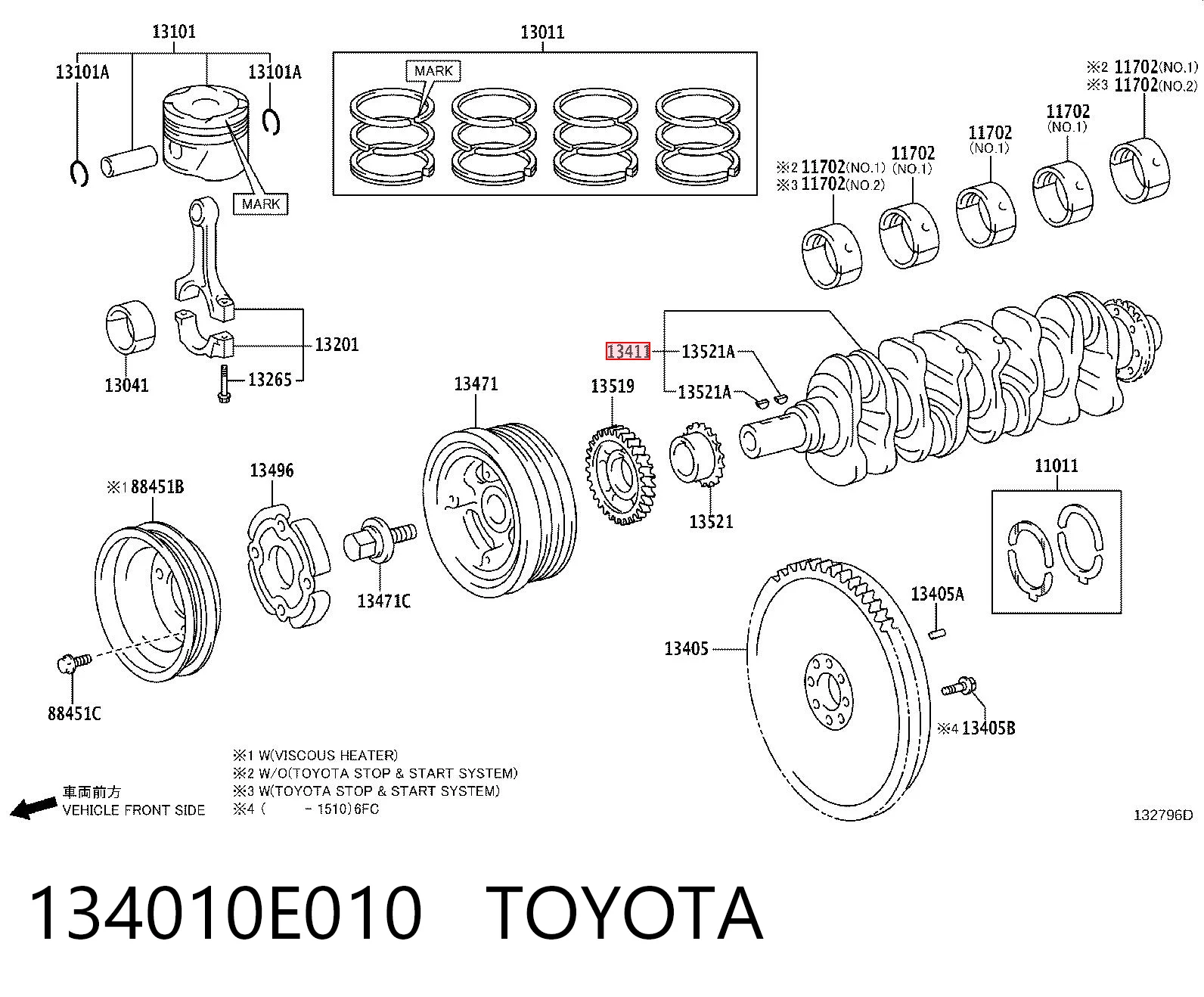 134010E010 Toyota Колінвал двигуна