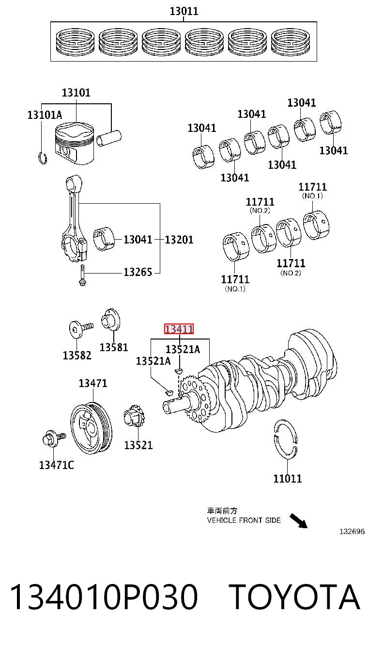 134010P030 Toyota Колінвал двигуна