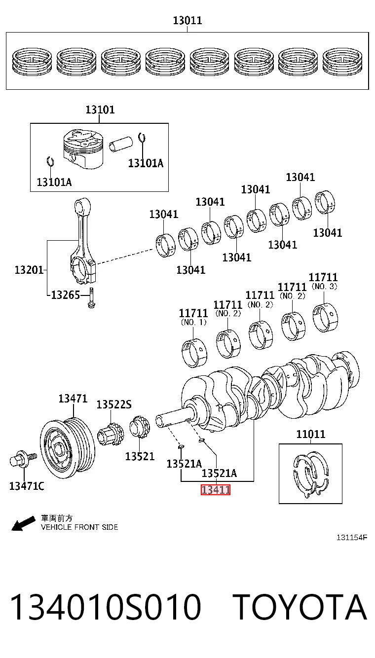 134010S010 Toyota Колінвал двигуна