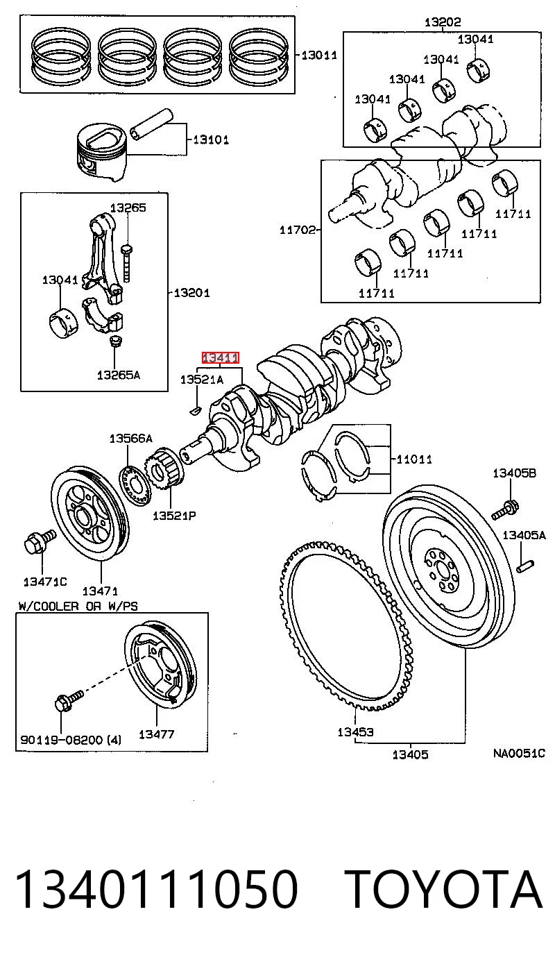 1340111050 Toyota Колінвал двигуна