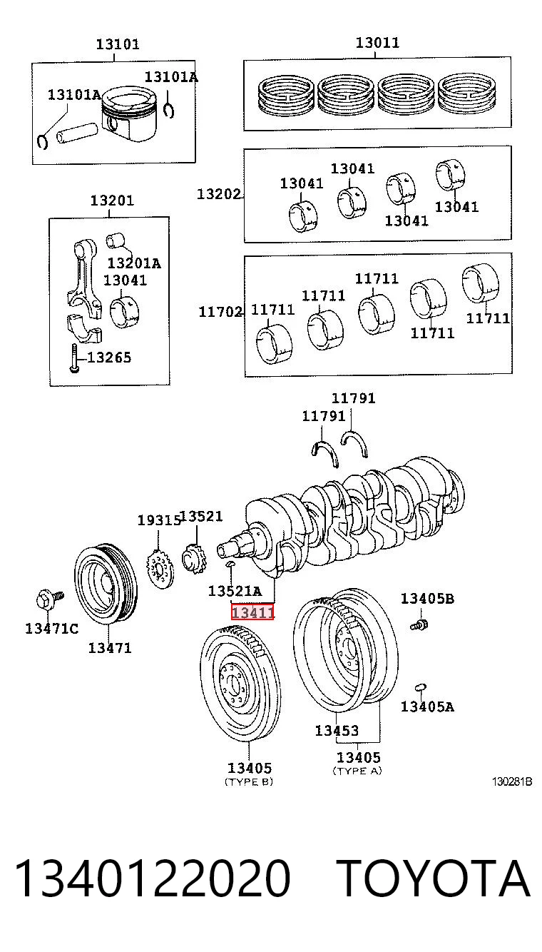 1340122020 Toyota Колінвал двигуна