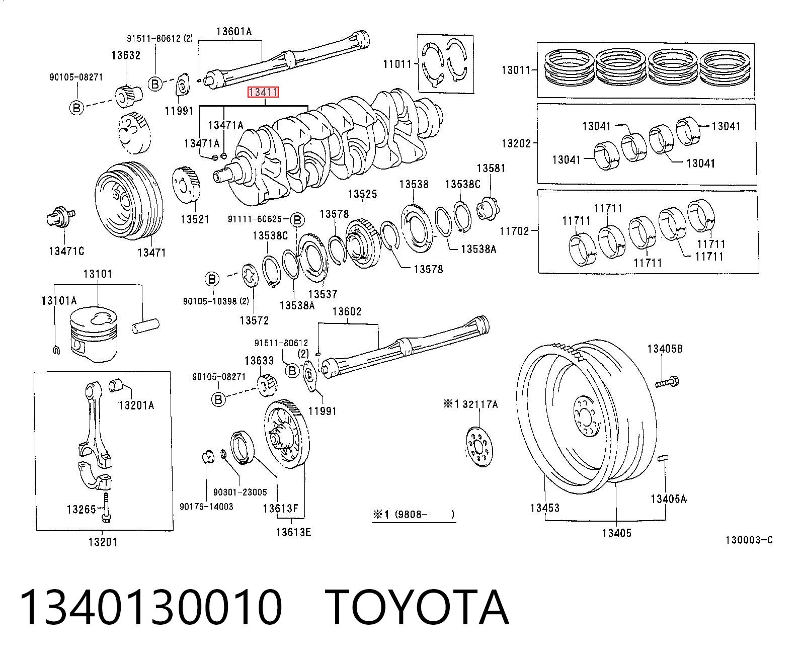1340130010 Toyota Колінвал двигуна