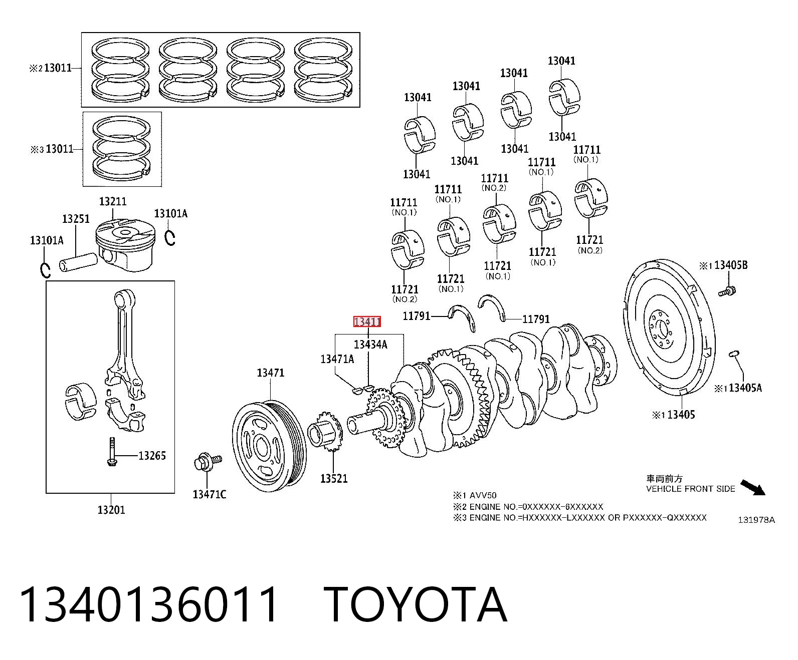 1340136011 Toyota Колінвал двигуна